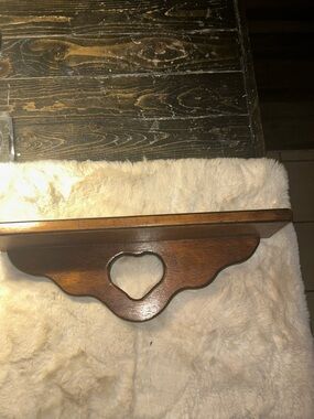 Vintage 16” Wood Wall Shelf Heart Cutout Rustic Country Farmhouse  Cottagecore